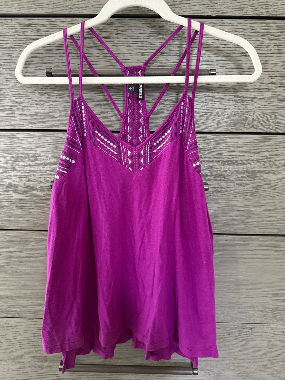 Express Women's Magenta Embroidered Strappy Tank